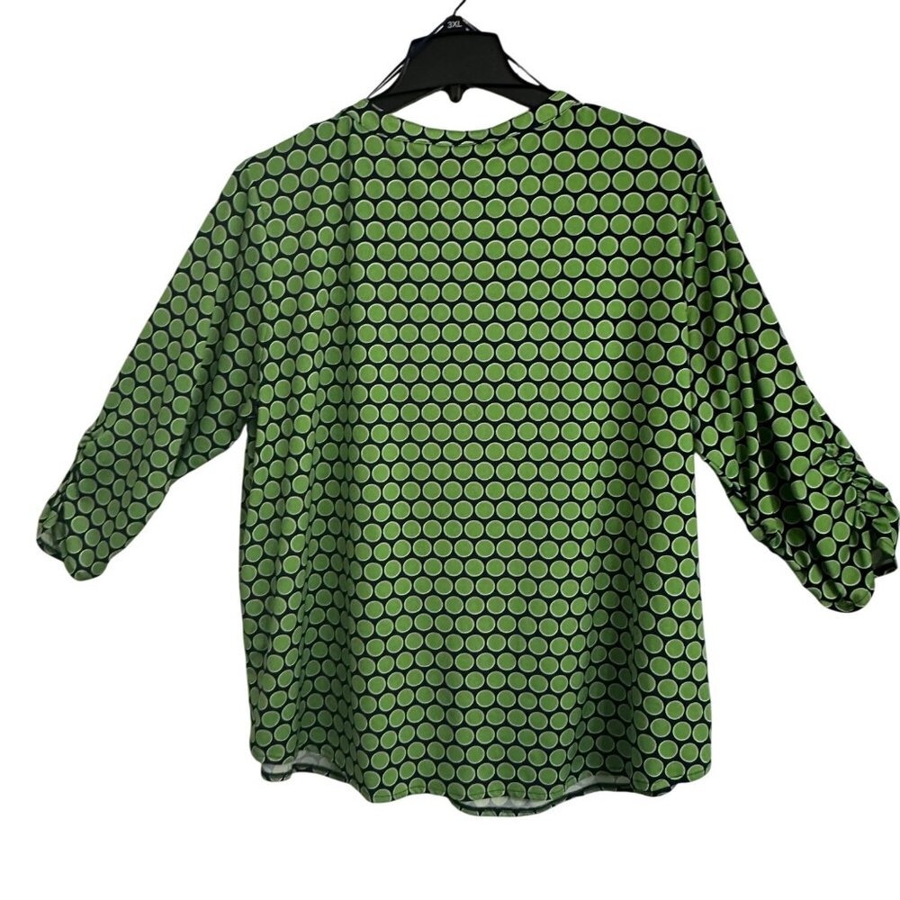 George Green & Blue Polka Dot Womens 3/4 Sleeve Button Up Blouse SZ 22W-24W - Picture 2 of 8